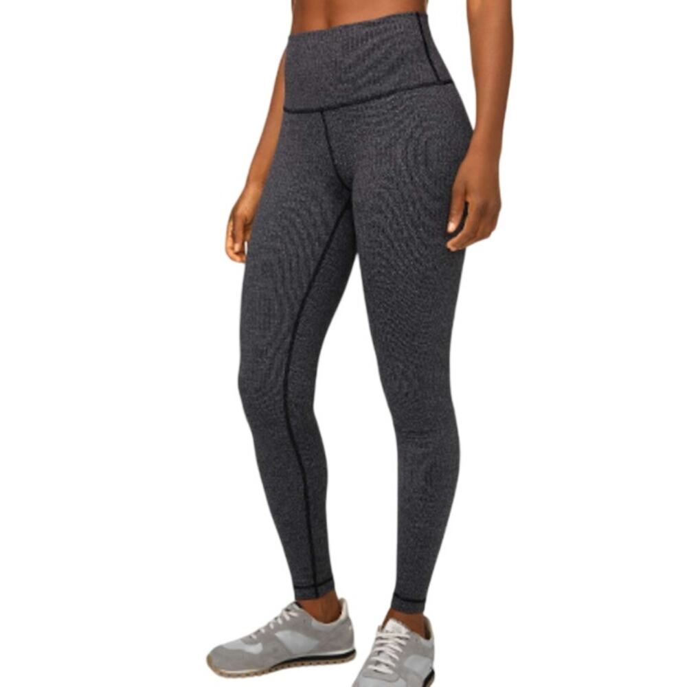Lululemon Wunder Under High-Rise Tight Knit Jacquard Black Gray Gym Leggings